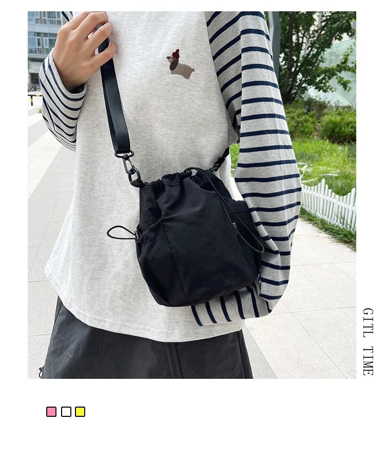 2026 Frühling Nylon Casual Umhängetasche für Damen, Modische Kordelzug-Beuteltasche, Vielseitige Handytasche für Unterwegs – Detail 1