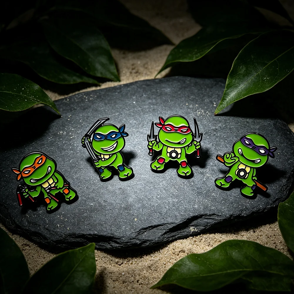 4 Stück Niedliche Anime-Emaille-Pins Lustige Schildkröten-Emaille-Anstecknadel Abzeichen Schmuck Geschenk für Fans – Detail 2