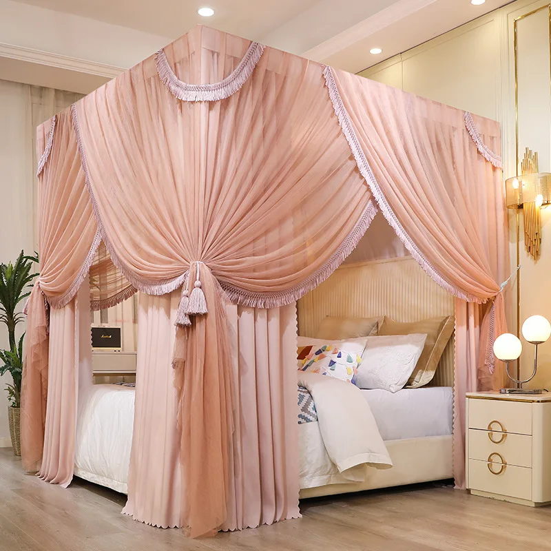 Princess Style Tassel Mosquito Net (No Bracket) Blackout And Mosquito Proof Bed Curtain Double-Layer Design Adult Bedroom