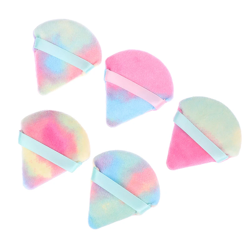 Triangle Velvet Powder Puff Flours Mini Face Makeup Sponge Cosmetics Soft Cotton Face Powder Puff Washable Lightweight