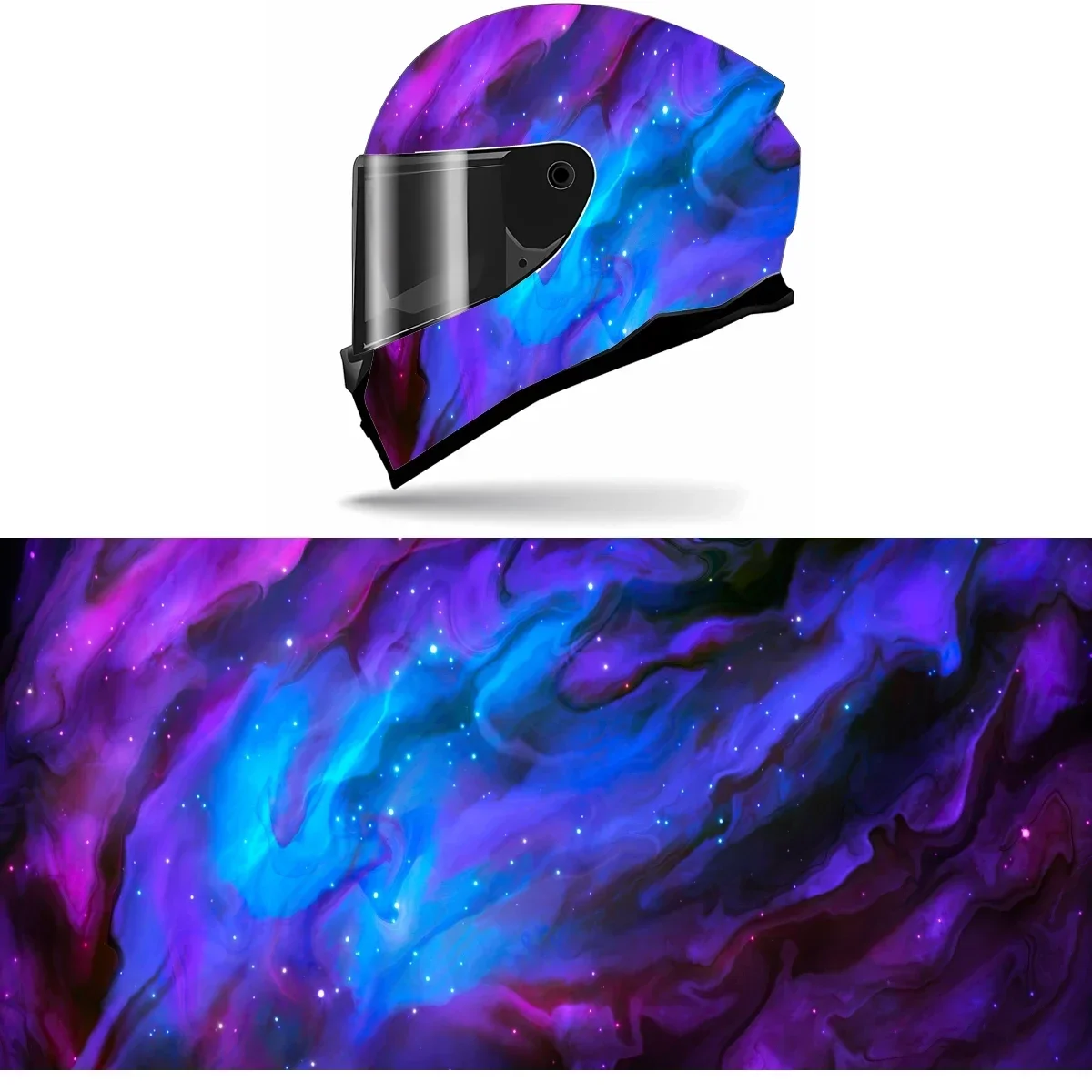 Colorful Nebula Digital Art Full Helmet Wrap Sticker Motorcycle Helmet Racing Graphic Decal Vinyl Wrap Helmet Decor Sticker