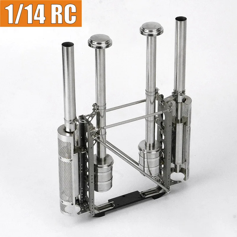 1:14th Scale RC Truck Metal Simulation Air Intake & Exhaust Stack Set Upgrade for Tamiya King Hauler for Globe Liner LESU Car