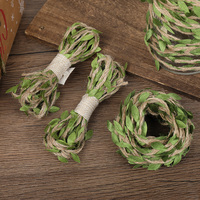 10Meters Jute Twine Burlap String Green Leaves Vine Twine for Wedding Birthday Party Decoration DIY Garland Wreath Crafts Gift