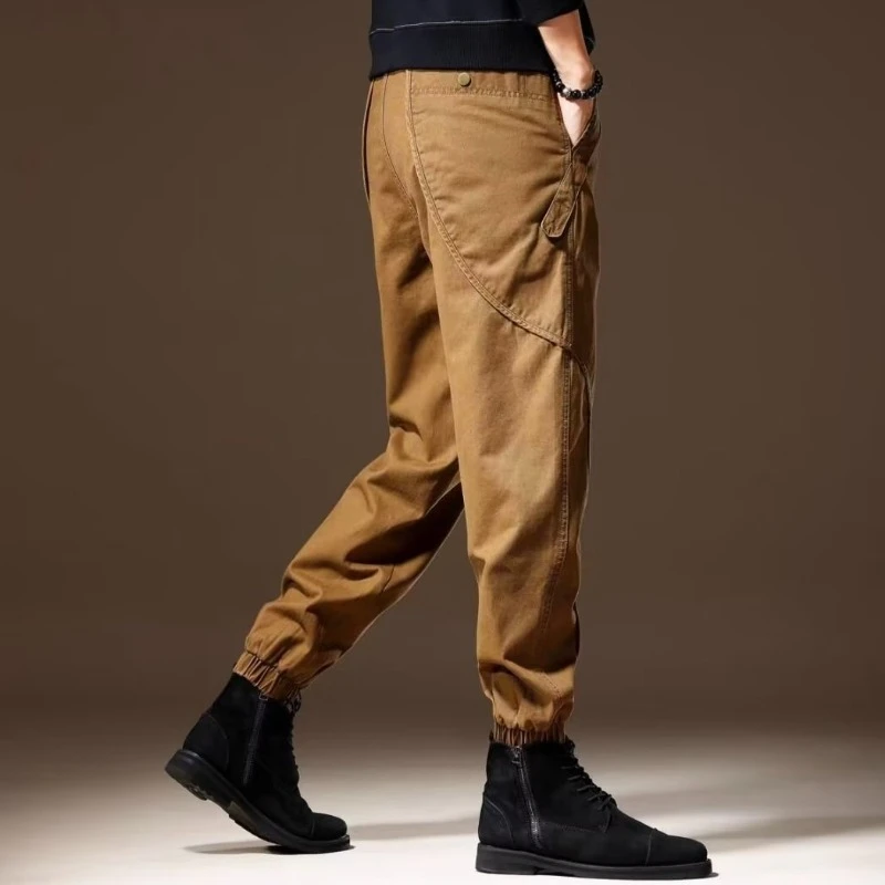 High Quality Autumn 2024 Solid Colors Designer Fashion Casual Overalls Men's Black Loose Straight Foot Large Size Trousers Man