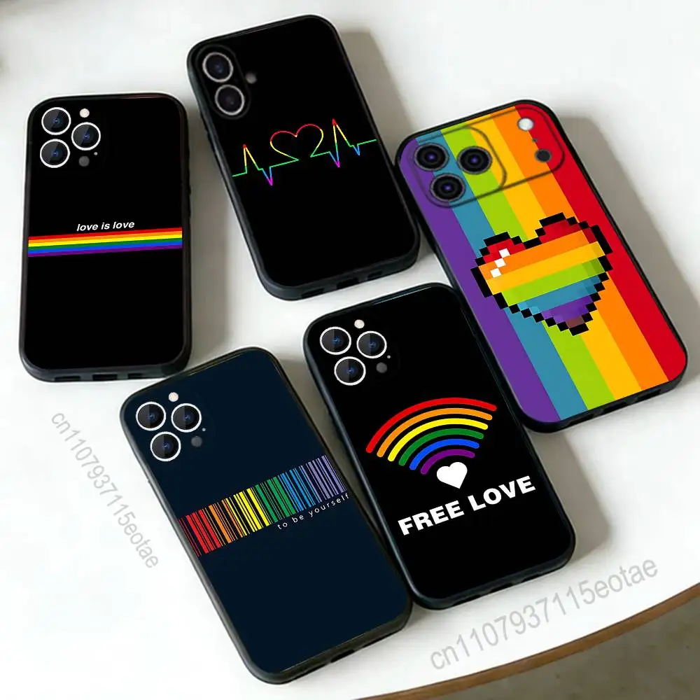 

Love Is Love LGBT homosexual Black Soft Case For iPhone 17 13 14 15 11 16 12 Pro Max Pro Max Plus E Air Mini Phone Cover Shell