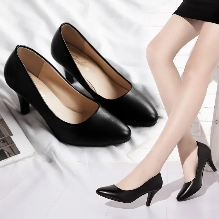 New Pointed Black High Heels Ladies Shallow Mouth Single Shoes Professional Formal Wear Shoes Thin Heels Women\'s Shoes