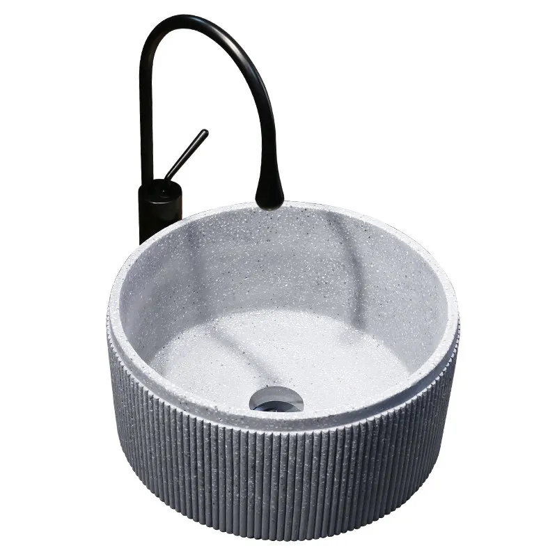 

Ультра-глубокая бетонная цементная раковина, терраццо, промышленная круглая художественная раковина, круглая