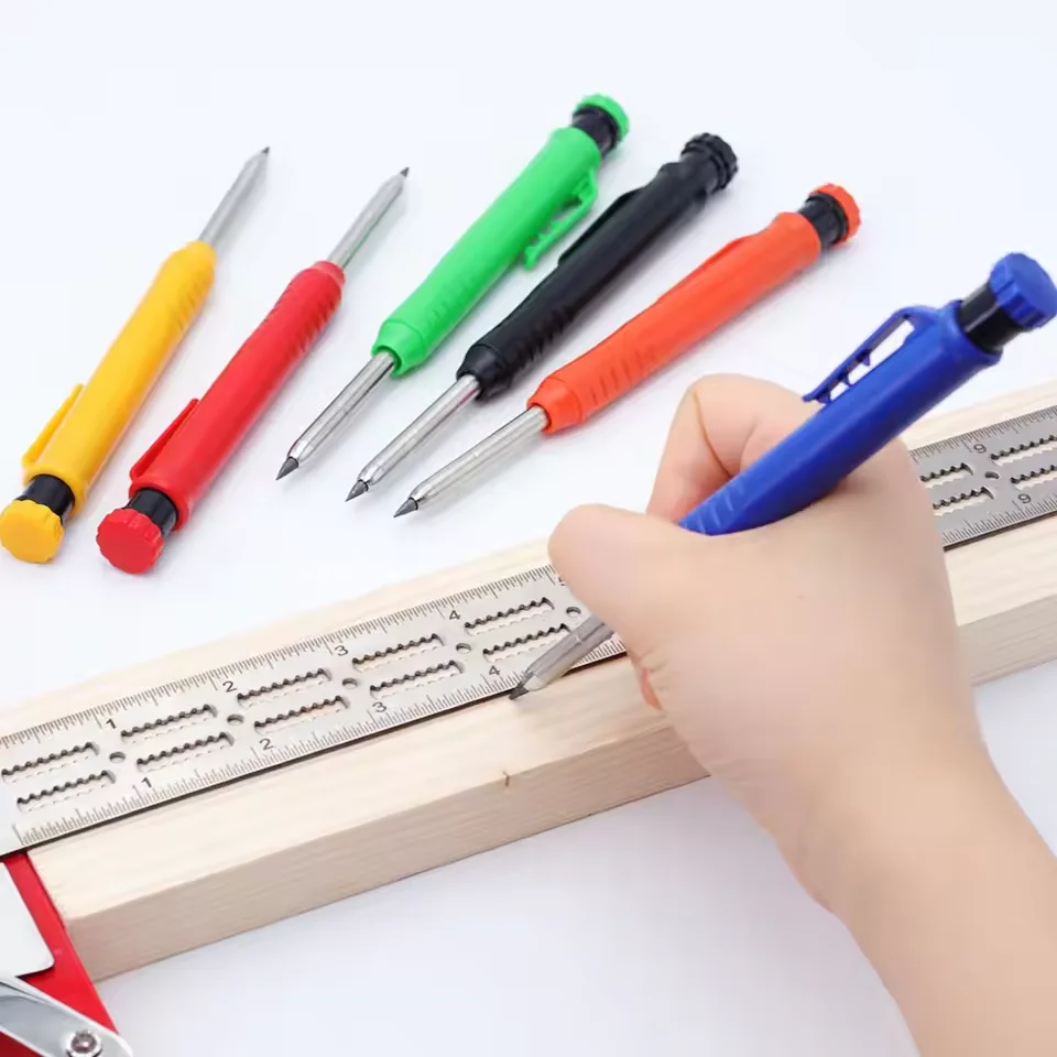 2.8mm Solid Carpenter Pencil Set 3 Colors Refill Cap Carpentry Marking Scriber Woodworking Construction Measuring Marking Tools