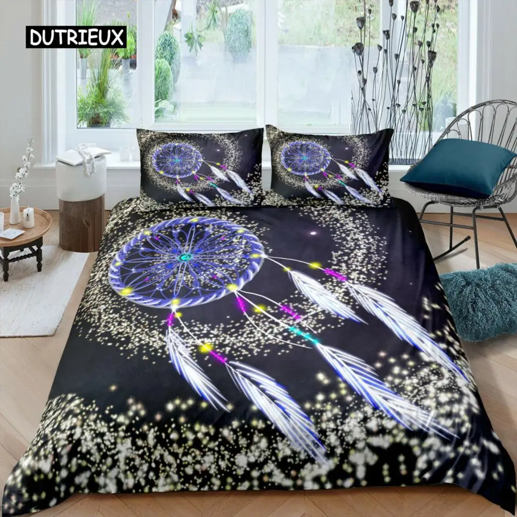 

Dream Catcher Duvet Cover Mandala Bohemian Feather Polyester Quilt Cover Exotic Ethnic Tribal Hippie Full Twin Double Queen King