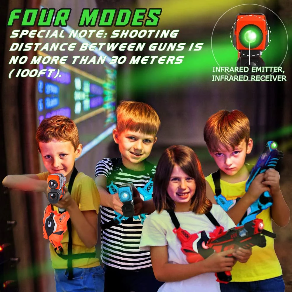 VATOS Zestaw pistoletów laserowych na podczerwień z kamizelkami x2 dla dzieci i dorosłych Gra wewnętrzna Zabawa Zabawka Etykieta laserowa Prezent