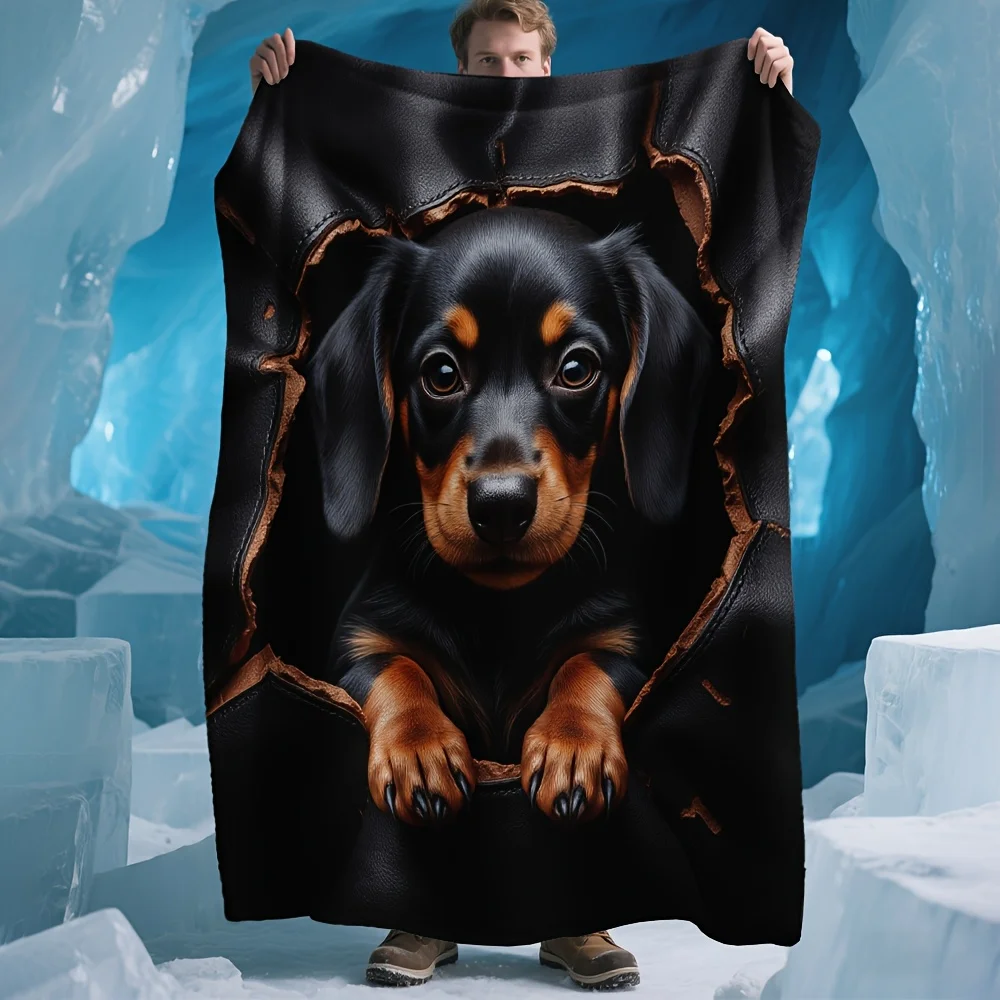 Ultra Soft Dachshund Dog Blanket Throw Oversized Pet Gift Fleece Blanket Cozy Warming Couch Throw 150x200cm