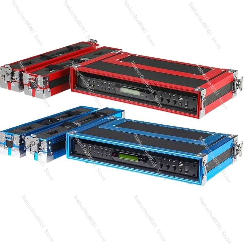 1U Microphone Flight Case Receiver Cabinet One-to-Two Wireless Storage Box Microphone Case Aluminum Alloy Mic Box view 2