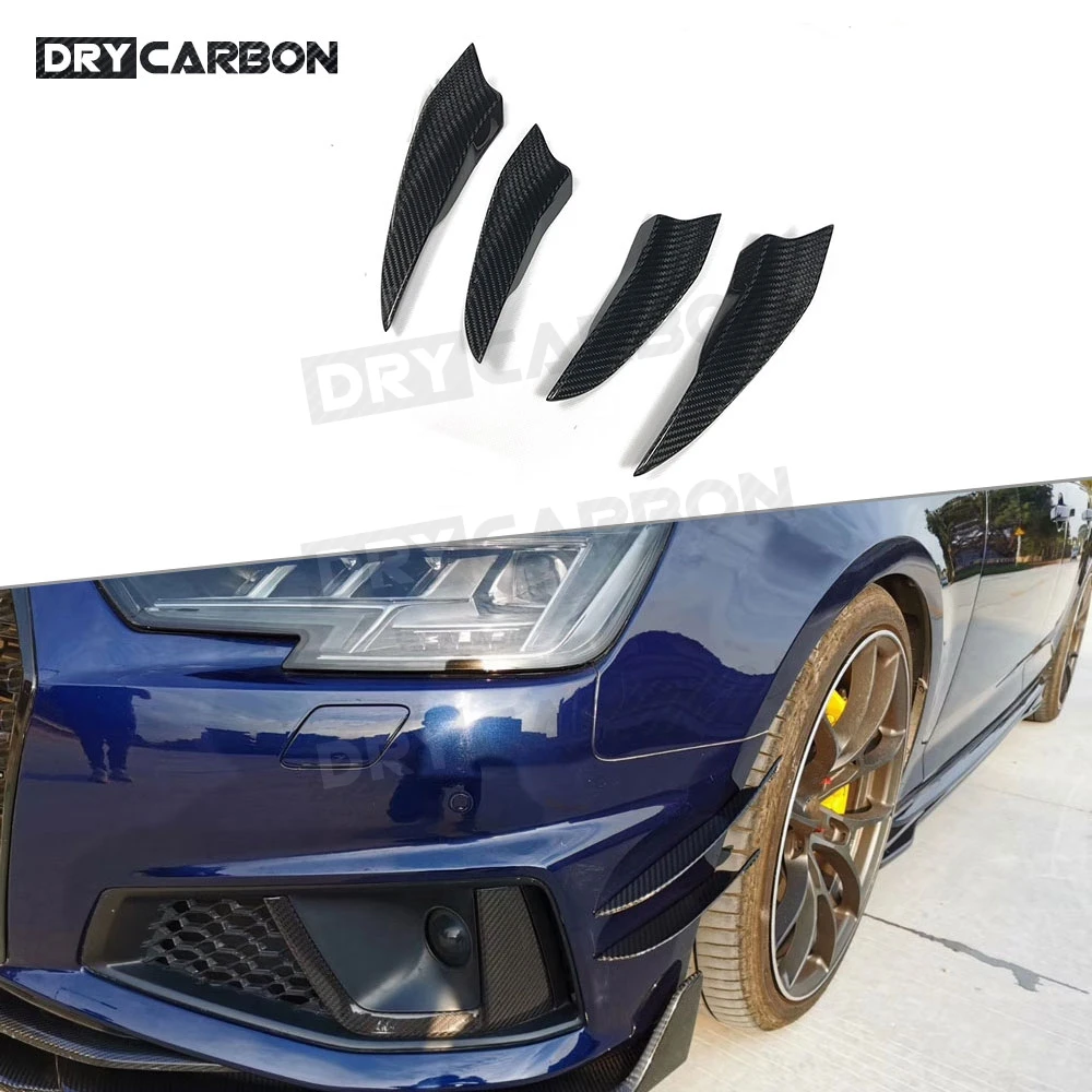 

For Audi A4 Sline Sport S4 Sedan B10 2019 2020 Dry Carbon Fiber Front Bumper Side Fins Trims Canards FRP Splitter Covers