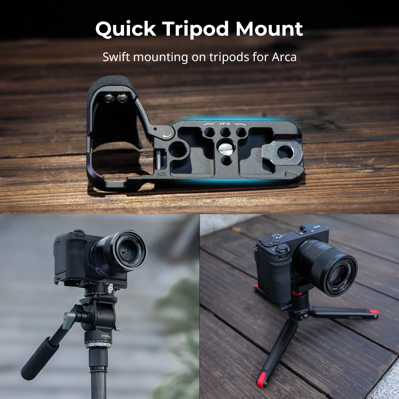 SmallRig A6700 L-Shape Mount Plate with Silicone Handle for Sony Alpha 6700 w Arca-Swiss Quick Release Plate for Tripods -5061