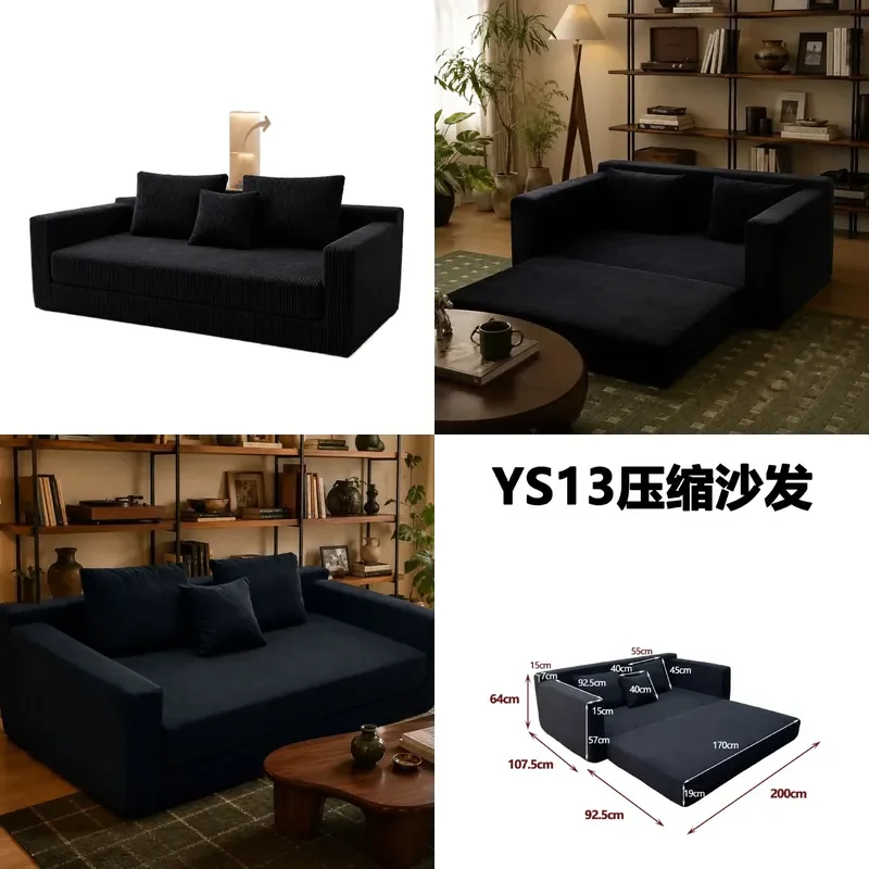 Vacuum Compression Folding Sofa Bed Double Triple Module Dual Purpose Removable Washable Tatami Couch for Living Room