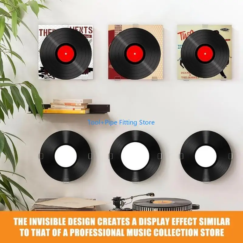 F92B Set of 6 Scratch Resistant Acrylic Wall Hangers Safely Vinyls Records Horizontally