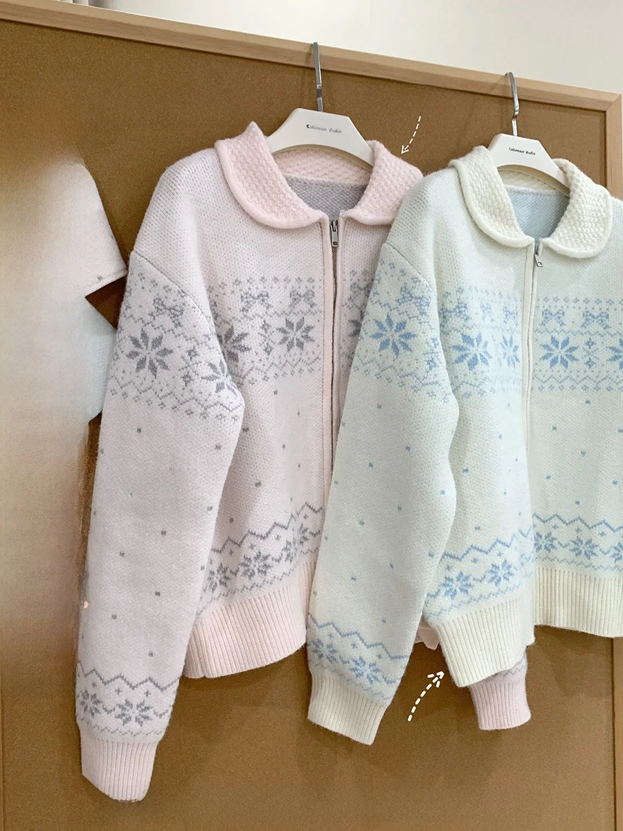 

CallmeEar Fair Island Sweater Korean Sle Lazy High-End Open Cardigan Women's Winter New Top Comfortable Loose Fit Long Sve