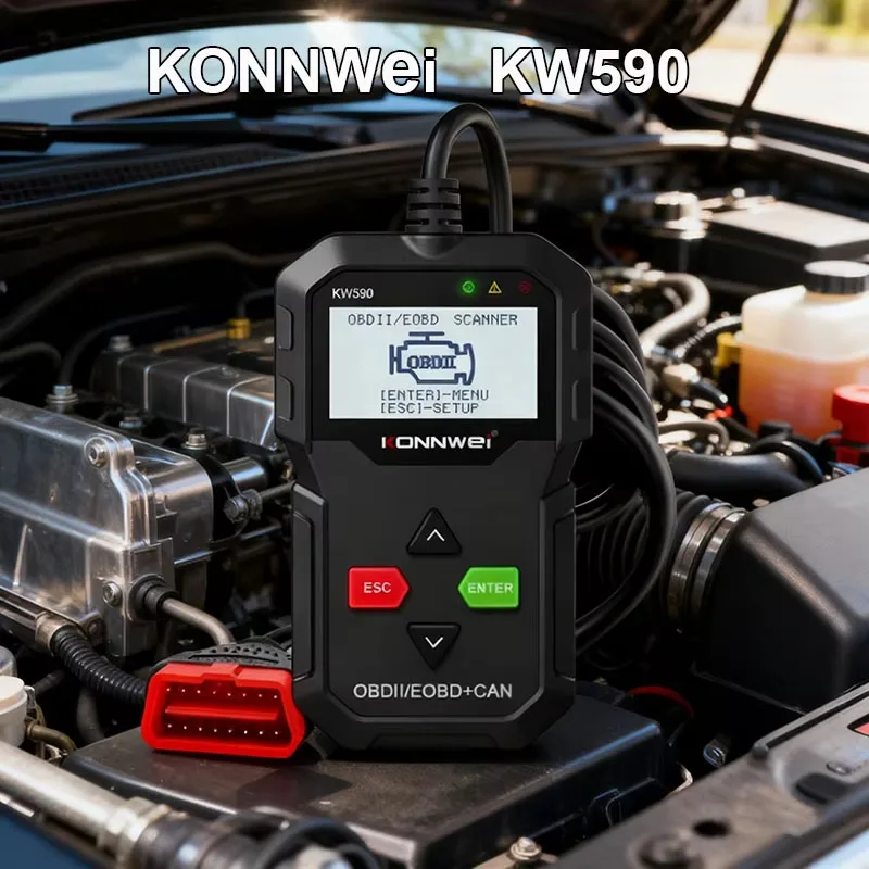 KONNWEI KW590 OBD Diagnostic Tool Car Code Reader automotive OBD2 Scanner Support Multi-Brands Cars&languages Free Update