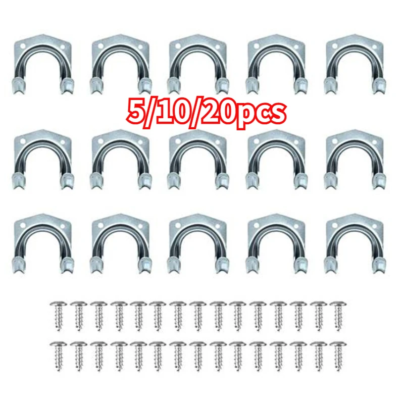 5/10/20 Pcs Metal Tool Storage Wall Hook Double Hanger Holder Hanging Hooks Garden Kitchen Garage Housekeeper Clothes Rack