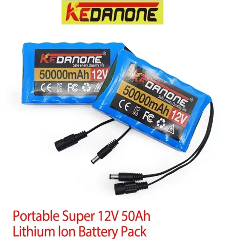 

18650 3S2P 12V 50000mah Original Lithium Ion Battery DC 12.6V 50Ah Rechargeable CCTV, Camera Monitor Replacement Battery+Charger