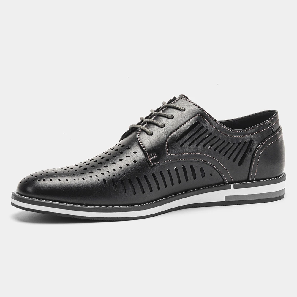 Men's Casual Shoes Lace Up Shoes For Man Daily Wear Mens Shoes Almond Flat Contrast Layered Sole Stitched Overlays