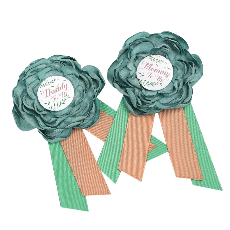 مجموعة حزام زخرفي للأمهات بتصميم زهرة خضراء ومجموعة شارة #6