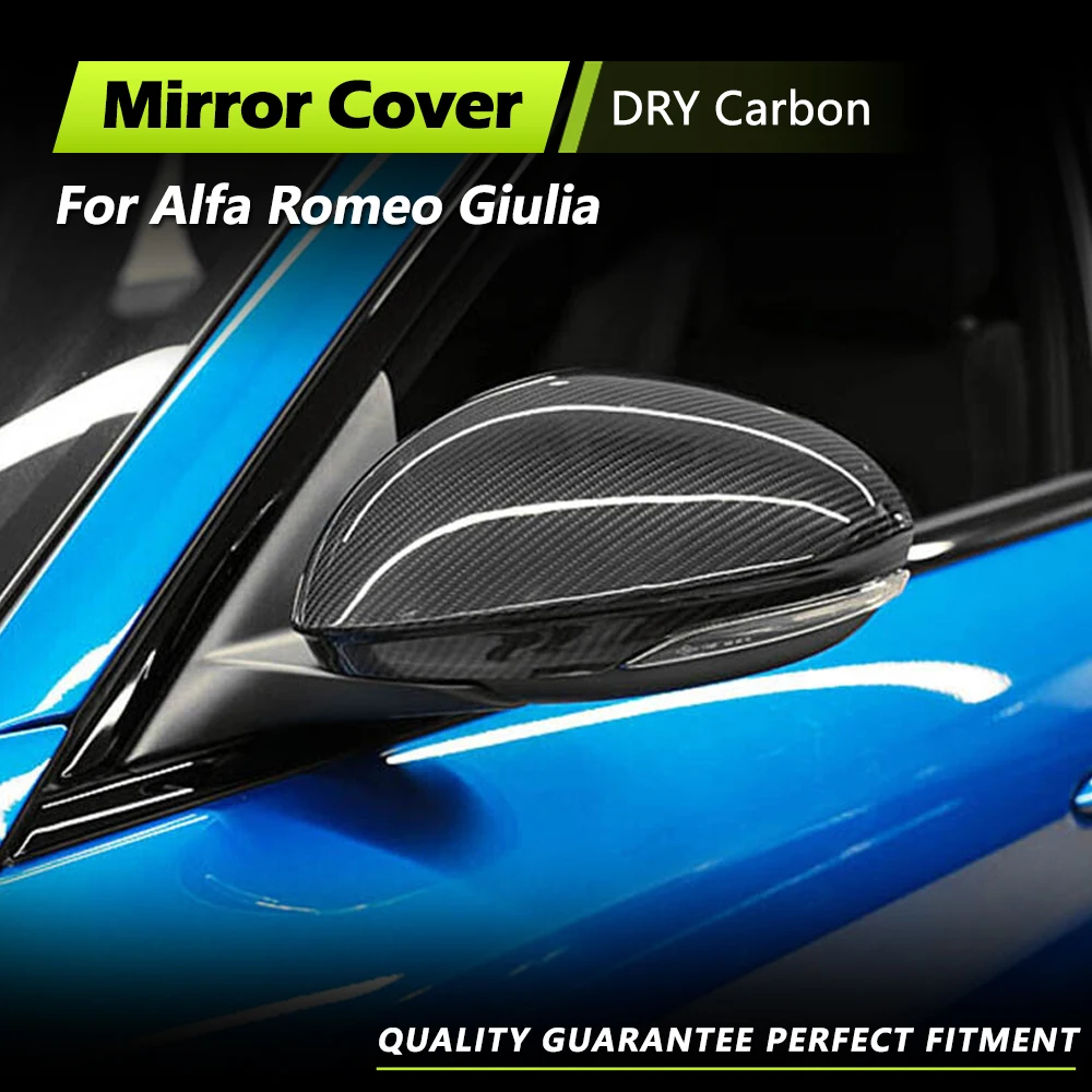 

Car Rear View Mirror Covers Caps for Alfa Romeo Giulia 2015 - 2018 Dry Carbon Fiber Car Rear Side Mirror Caps Covers Shell Case