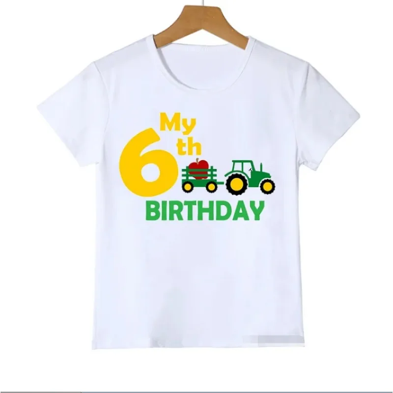 Children Summer My 2-6 Birthday Gift T Shirt Tractor Apple NewT-Shirt Kids Clothes Boys Girls  Short Sleeve T-Shirts Harajuku To