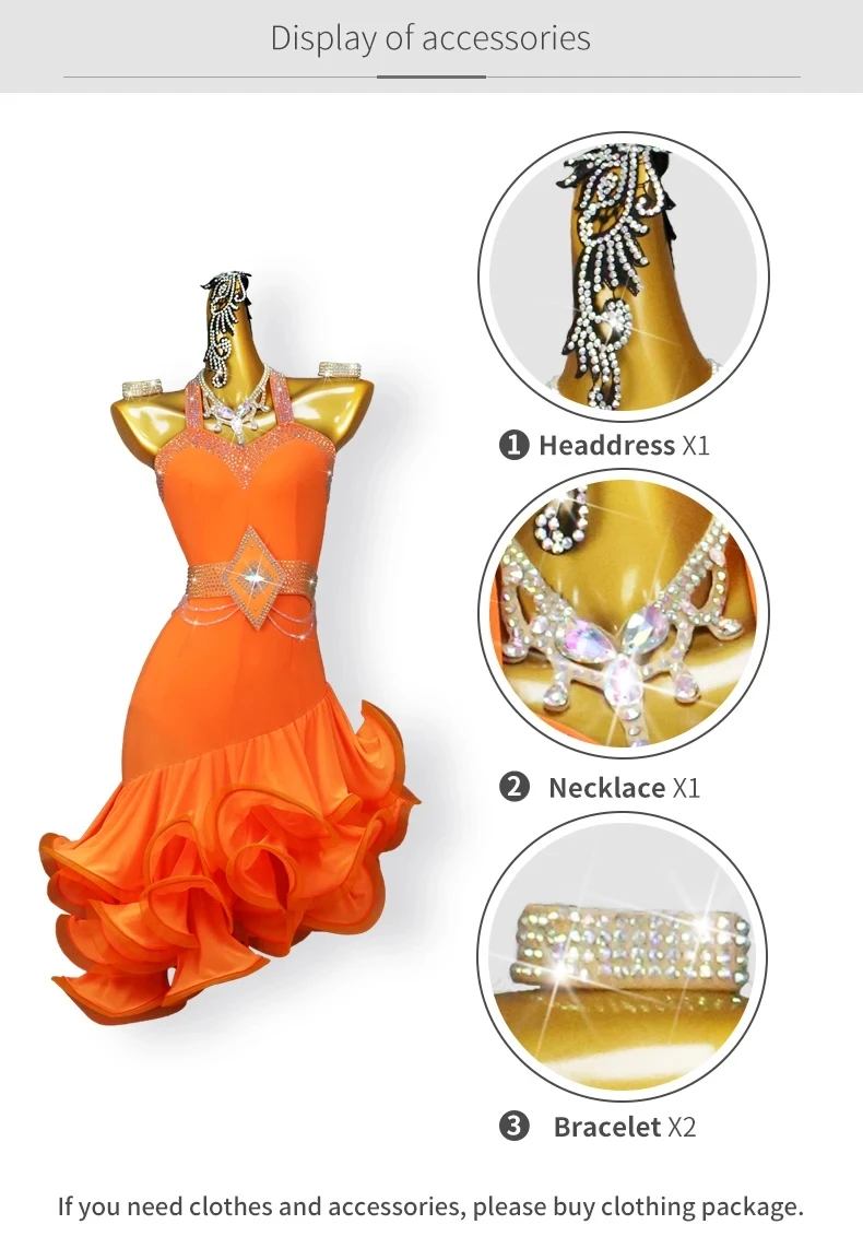 2025 Neues Damen-Latein-Tanzkleid Bühnenkostüm Amerikanische Kleidung Sexy Mädchen Party-Tanzkleidung Ballsaal-Anzug Midi-Auftritts-Outfit – Detail 4