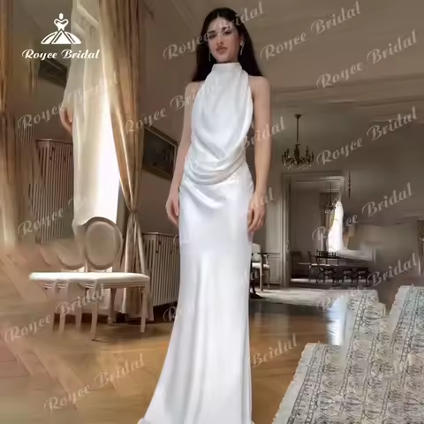 Modern High Neck Mermaid Evening Dress 2026 Sleeveless Ruffles سهرات فساتين women's formal evening gowns Cust