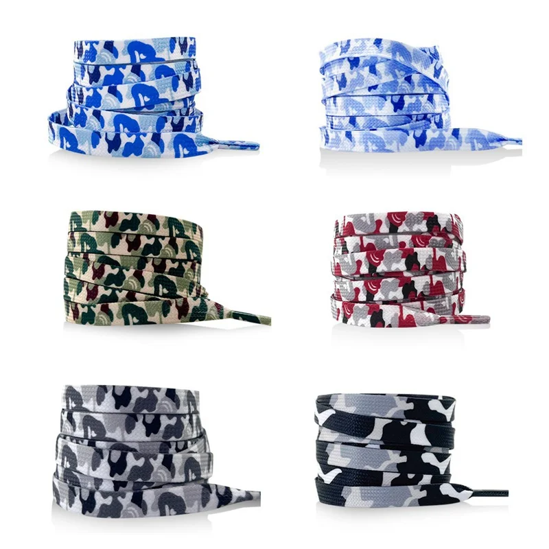 

NEW 1Pair Trendy Camouflage Print Shoelaces 0.8CM Width Flats Shoelace AJ1&AF1 Sneakers Shoe Laces Rope Laces Shoes Accessories