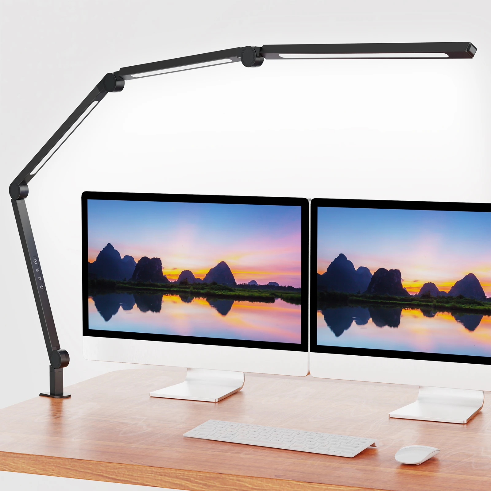 Ultra Bright LED Clamp Desk Lamp Eye Protection Architect Table Lamp Adjustable Swing Arm Dimmable Color Temperature Reading Light USB Powered Study Lamp for Home Office Workbench Makeup Live Streaming Decor