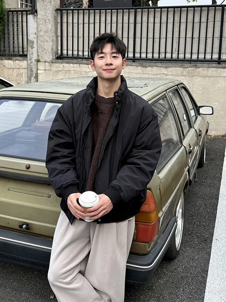 

Retro American Style Lightweight Loose Fit Cotton Jacket Stand Collar Men's Winter Warm Couple's Outerwear Casual Fashion