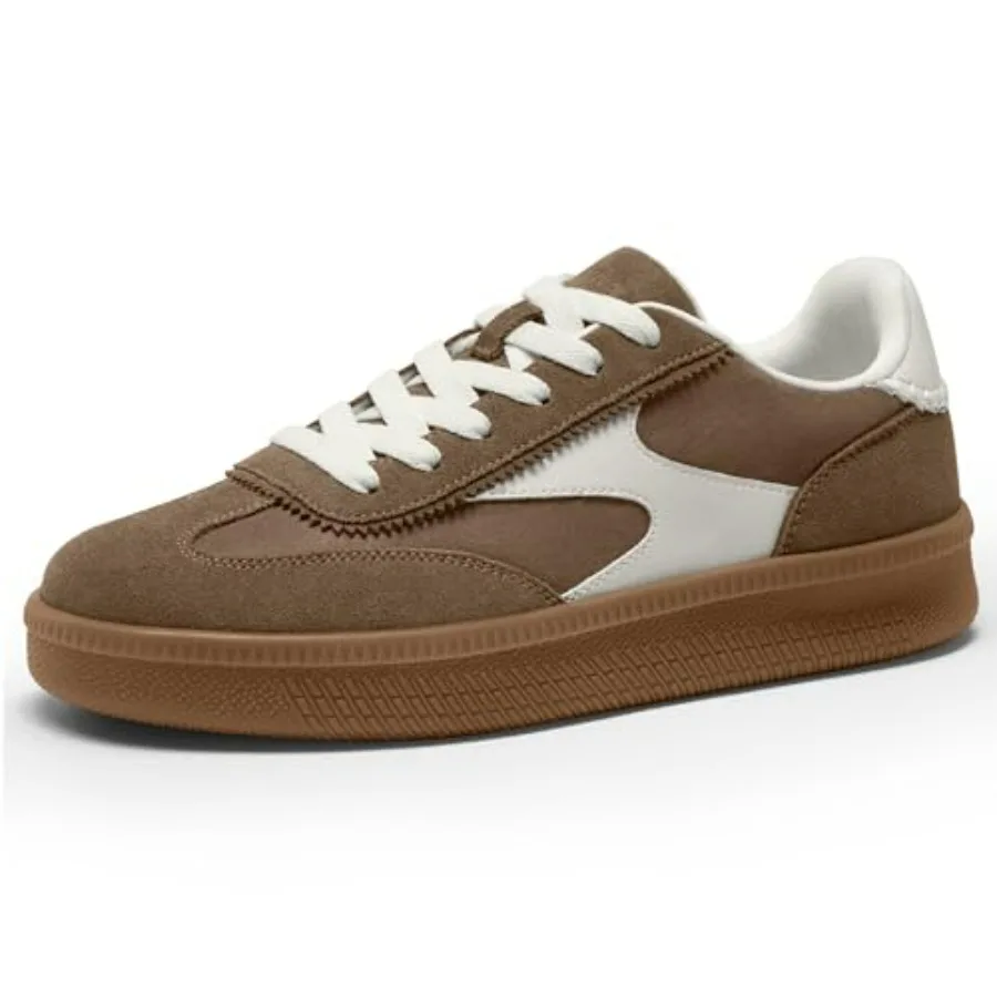 

Vilanva Women's Fashion Sneakers Casual Tennis Shoes with Genuine Suede Classic Retro Gum Sole Walking Trendy Footwear
