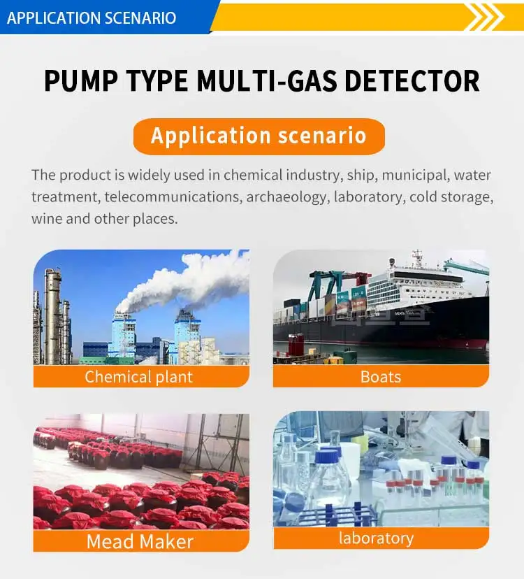 

high quality pump type multi-gas detector portable gas leaking monitor for 4-in-1 gas analyzer