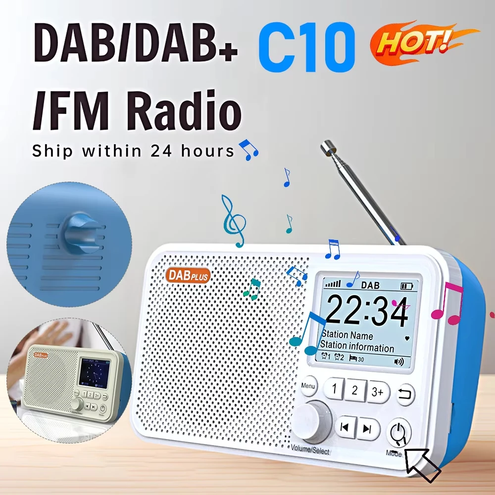 

Цифровое радио C10 DAB DAB+ FM, портативный MP3-плеер, радиоприемник (подходит только для Европы и Австралии)