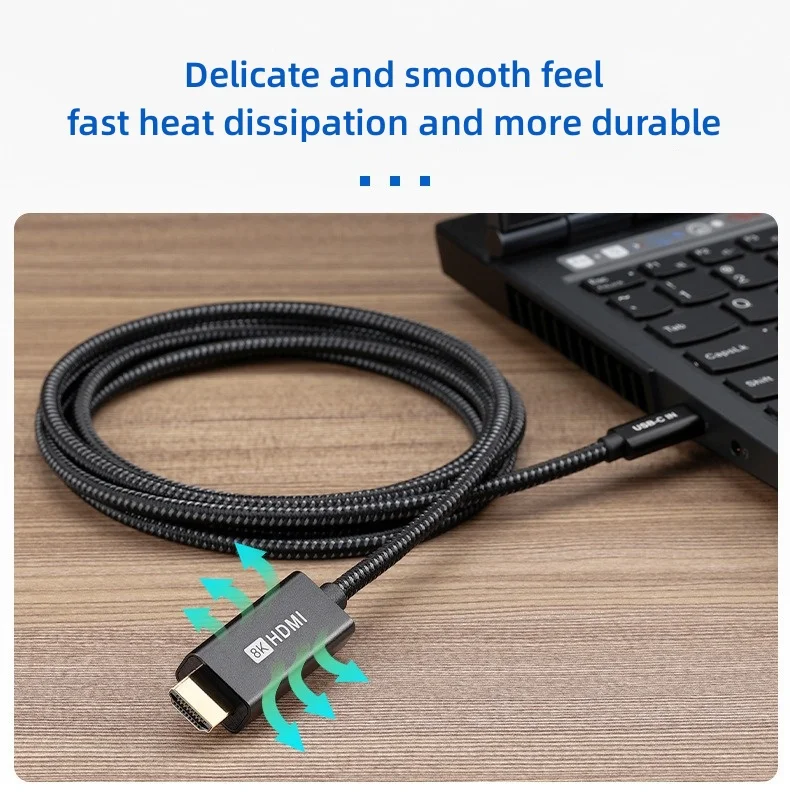 USB Type C to 8K HDMI Male Output Adapter Video Cable 2M for Laptop Projector HDTV