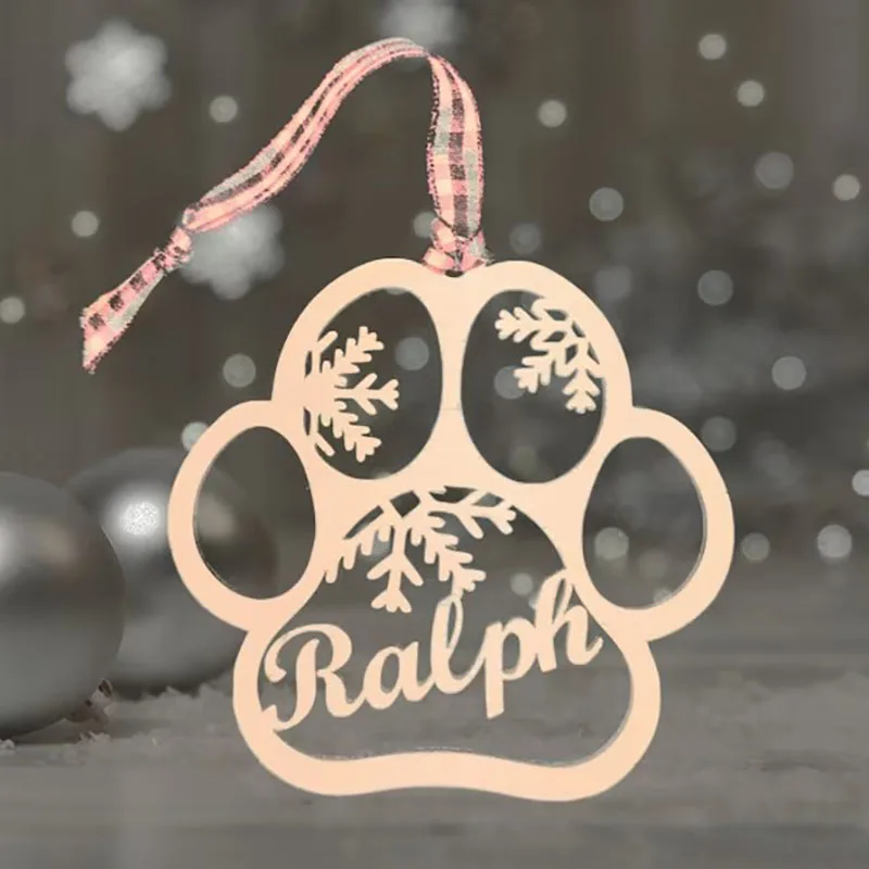 Vintage Christmas Cat Paw Ornament Personalized Different Name Wooden Paw Ornament Custom Name Hanging Pendants New Year Gift