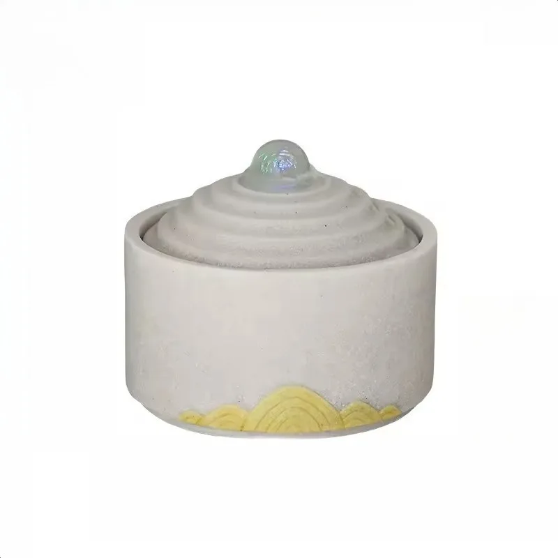 Tabletop Waterfall Fountain With LED Light And Recirculating Pump For Housewarming Opening Gift Office Desk Decor