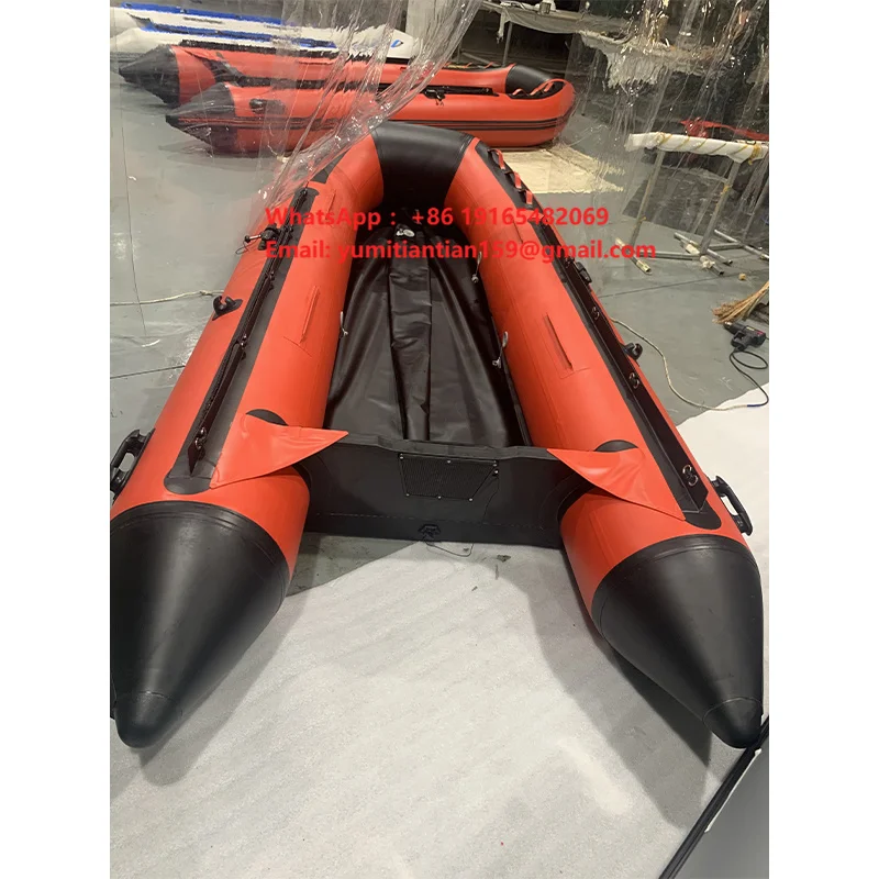 Aluminum PVC 3.3m Rigid Inflatable Fishing Kayak Boat Double Pontoon 4 Persons Capacity Rivers Surfing Fishing Vessel