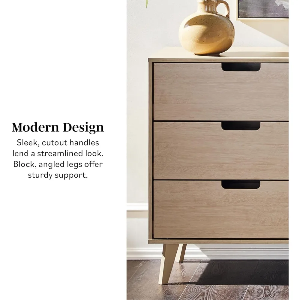 Organizador de armazenamento moderno para quarto com cômoda de 6 gavetas, 52 polegadas, Riviera