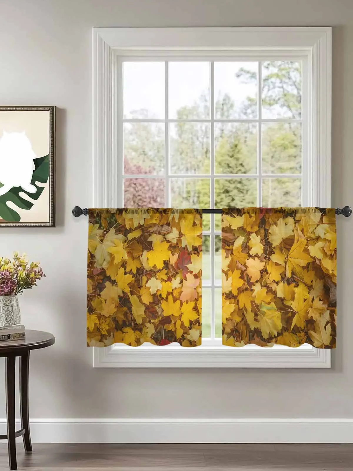 

Abstract Maple Leaf Autumn Tulle Curtains For Bedroom Children Living Room Decor Sheer Curtains