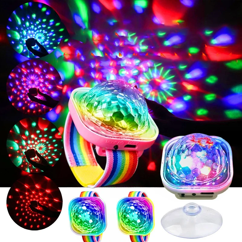 

USB Nachtlampje Portable Night Light LED Disco Stage Lights Wearable Sucker Watch Sound Control Ambient Night Lamp KTV Party Bar