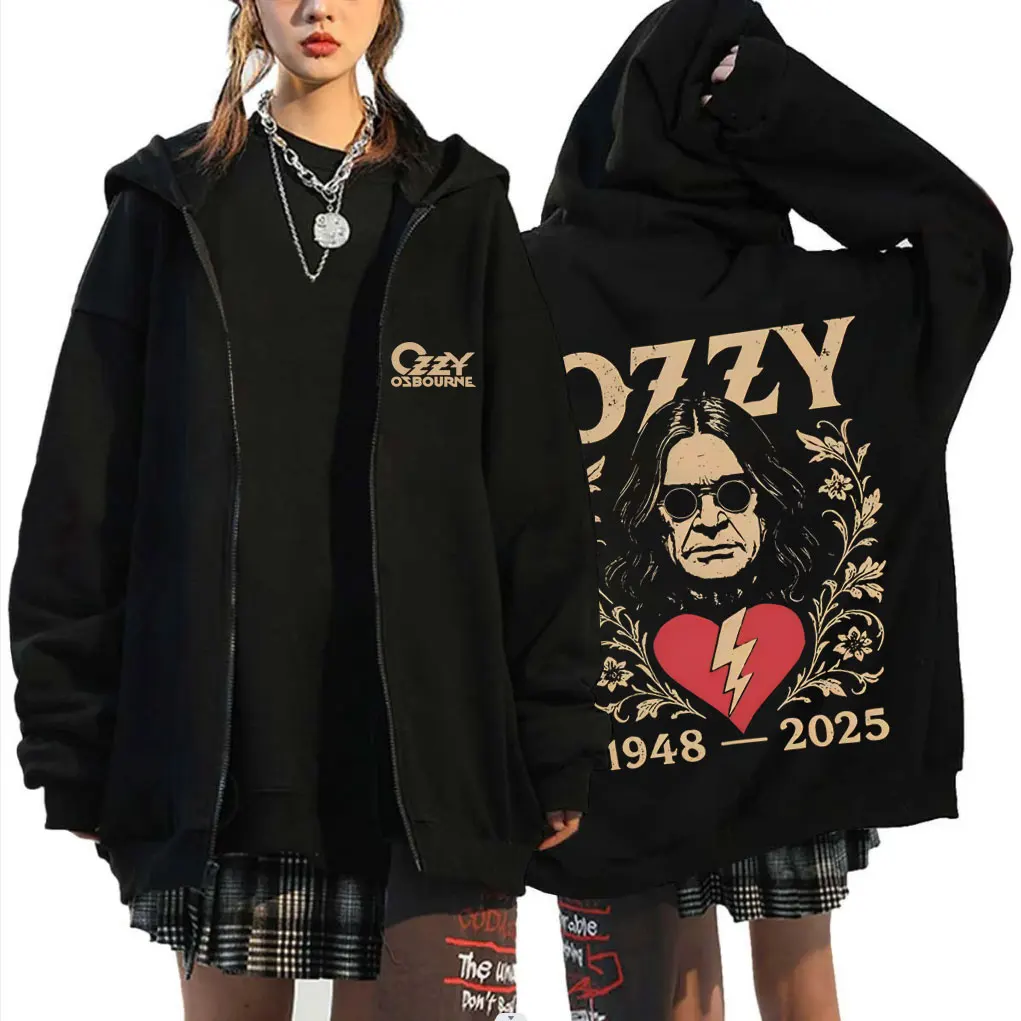 

Heavy Metal Rock Band Black Sabbath Ozzy Osbourne Merch Zipper Hoodie Men Women Vintage Oversized Zip Up Jacket Male Sweatshirt
