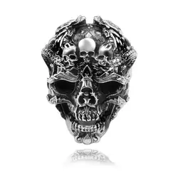 SALONGFANG Exaggerated Skull Ring Men's Gothic Personality Punk Ring Fashion Metal Accessories Party Jewelry Size