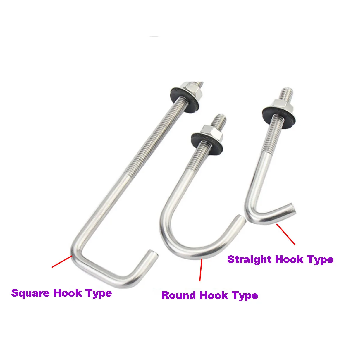 304 Stainless Steel Irregular Bolt Square / Circular / Right Angle Corrugated Hook Nail M5M6