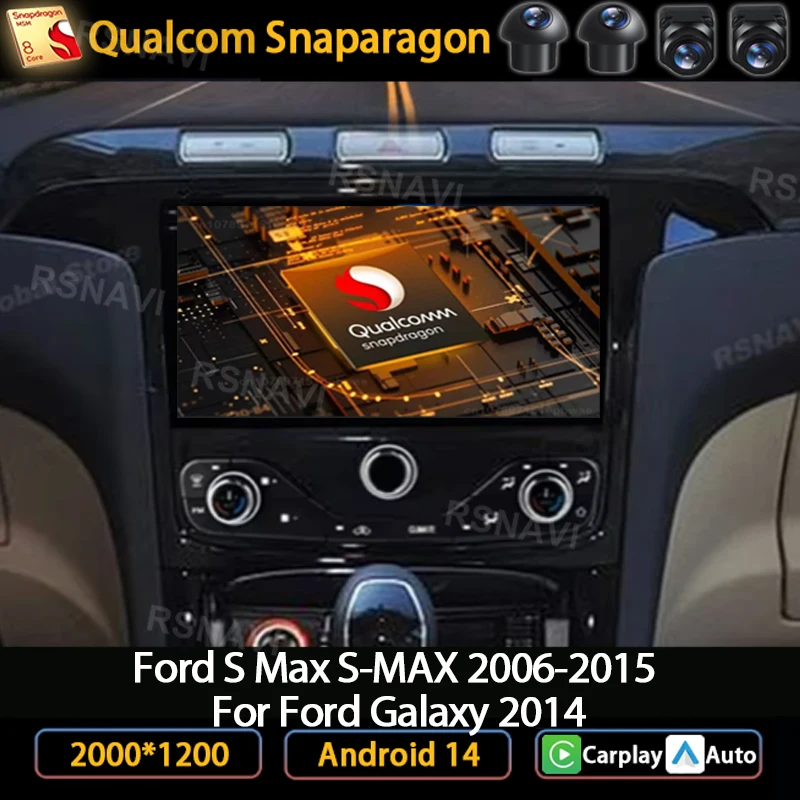 Andoird 14 Car Radio For Ford S Max S-MAX 2006-2015 For Ford Galaxy 2014 5G WIFI 2 DIN Head Unit Multimedia 2DIN AUTO DSP 4G LTE
