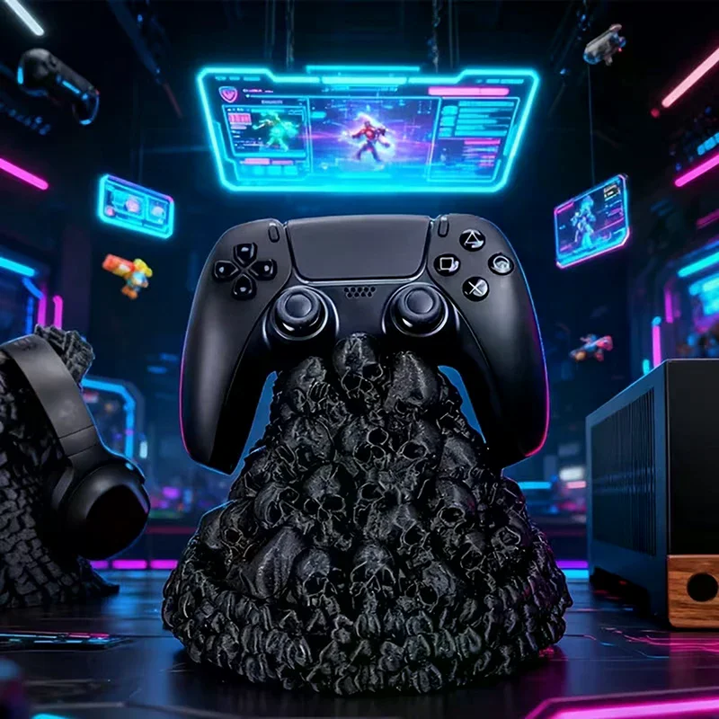 

Personalized Skull Stack Game Controller Stand Display Rack Creative Figurine Desktop Controller Storage Base Decoration