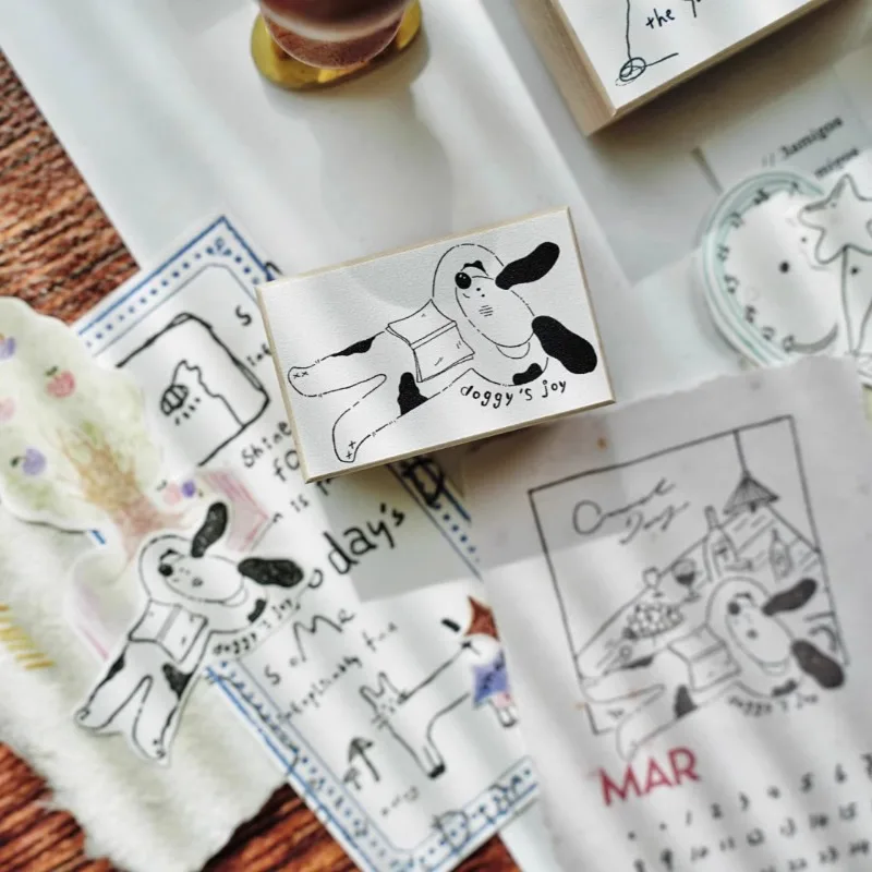 Lovely Balloon Girl Reading Boy Cats Wooden Rubber Stamp DIY Scrapbooking Photo Album Journal Material Wood Seal