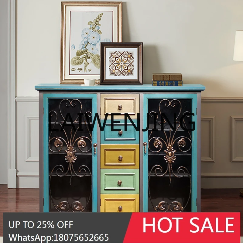 American Shoe Cabinet Country Retro Bedroom Glass Foyer Doorway Storage Chest of Drawers